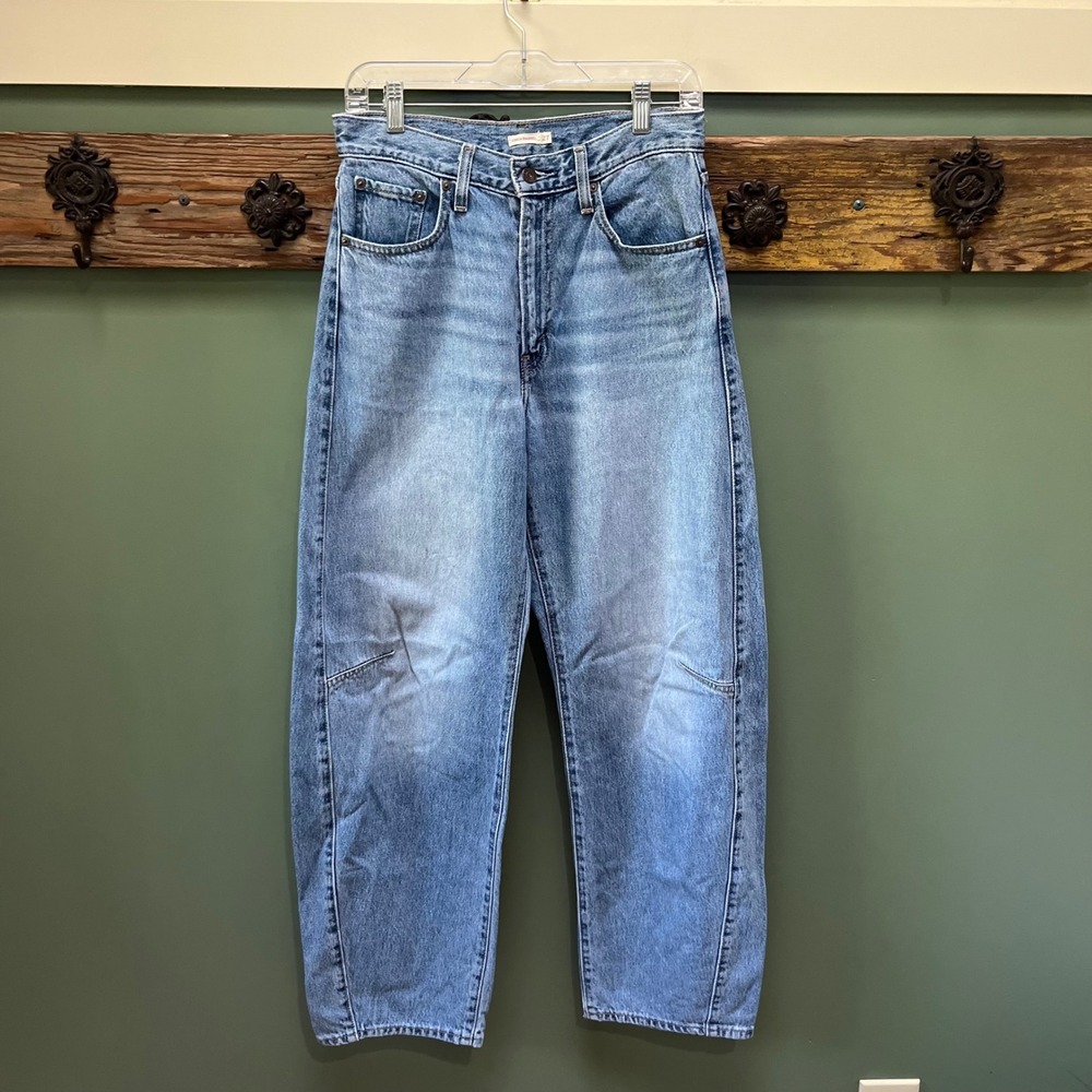 Levis Cinch Barrel High Rise Wide Leg Jeans Light Wash Blue W27 L31